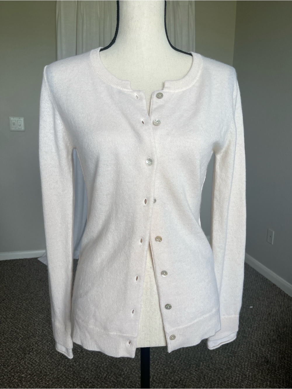 Cream 100% Cashmere Button Down Cardigan Size S M
